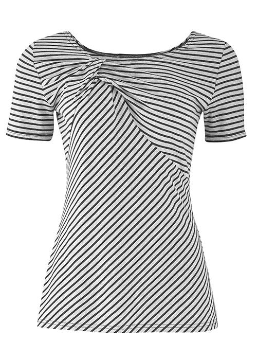 Jasmine Twist Grey Stripe top