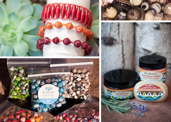 Bracelets, beads, and shea butter products from BeadforLife