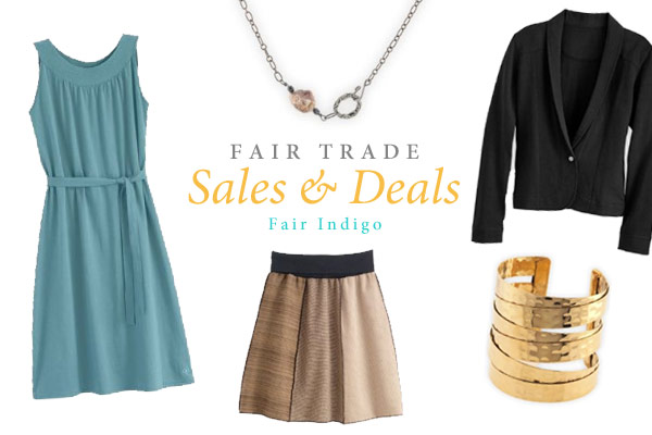 Fair Trade Sales & Deals header with Fair Indigo product images