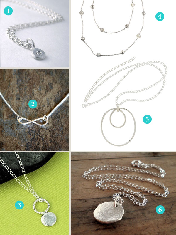 Montage of simple silver necklaces