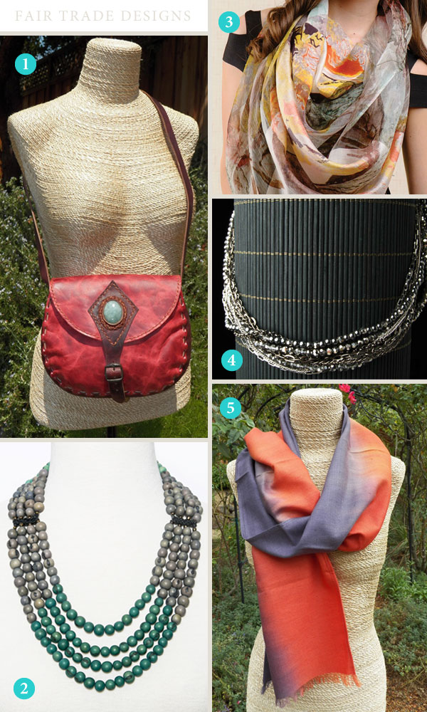 Purse, scarves and necklaces from Fair Trade Designs