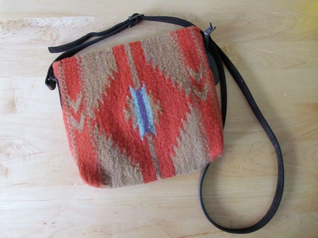 Coral and beige fair trade crossbody purse