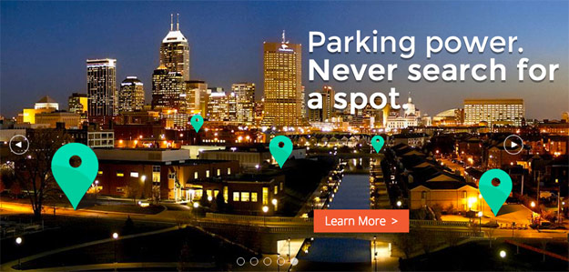 BlueIndy banner promoting guaranteed parking