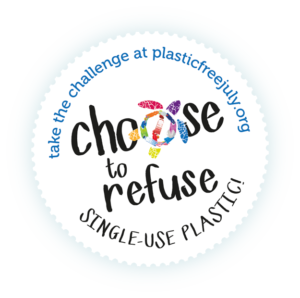 Plastic Free July badge "Choose to Refuse"