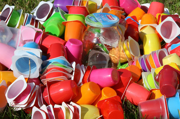 Multicolored plastic cups