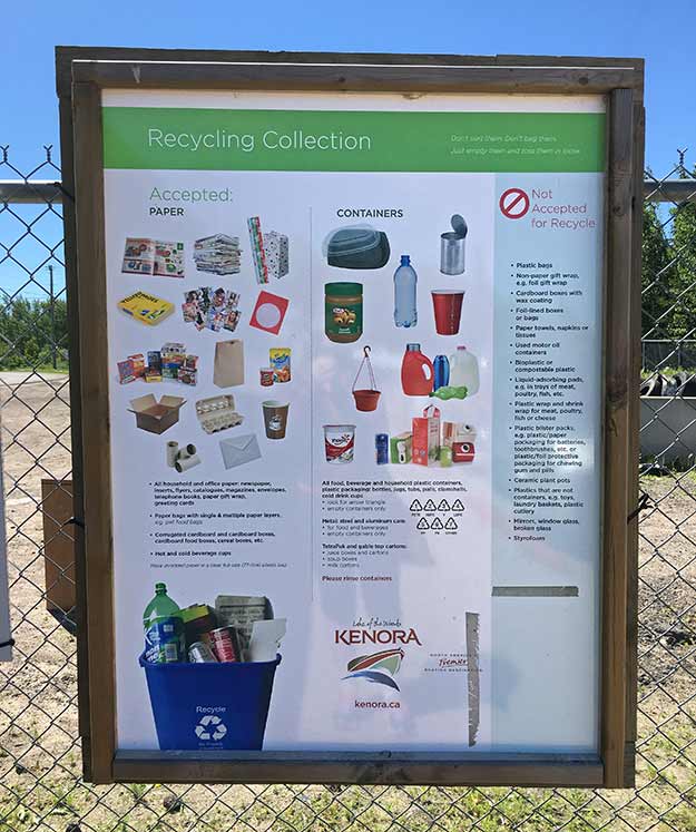 City of Kenora informational recycling sign